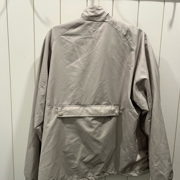 PGA Tour Jacket Mens Large Tan Vented Windbreaker Signature Collection Lined Zip - Picture 7 of 11